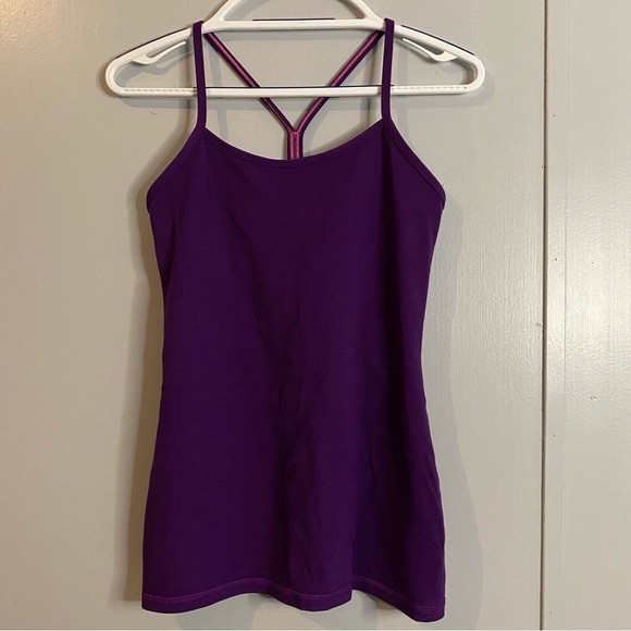 Lululemon Purple Striped Workout Tops Size 6 - Picture 1 of 10